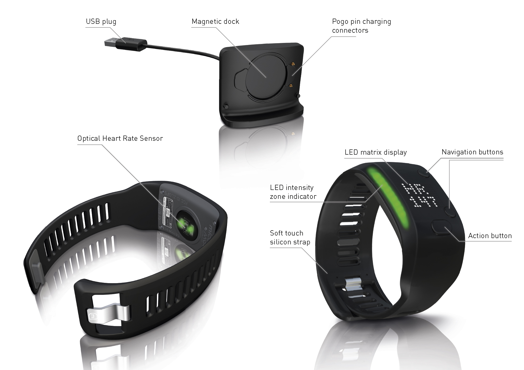 adidas micoach fit smart watch black